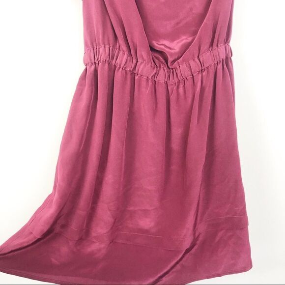 ANTHROPOLOGIE | POSTELLA Burgundy Asymmetrical Silk Dress Women’s Size Small - Picture 4 of 7